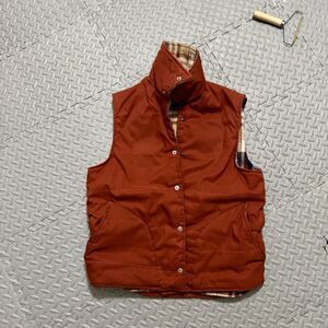 Golden Fleece Plaid Lined Puffer Vest Rust Orange Snap Front Men’s Vintage